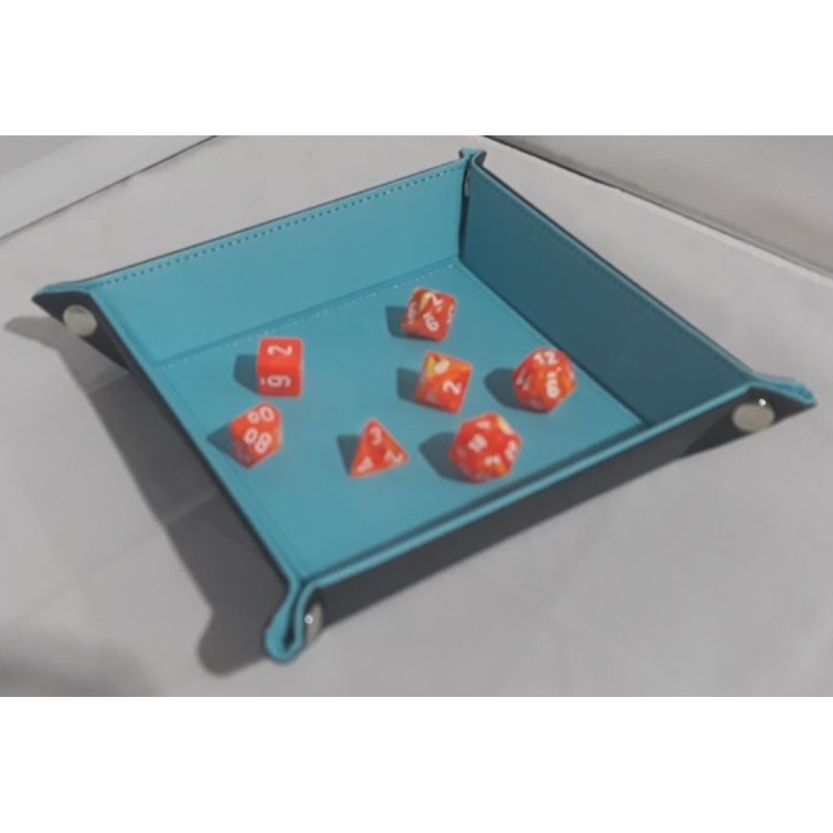 Folding Dice Tray 14cm x 14cm Black with Blue Lining